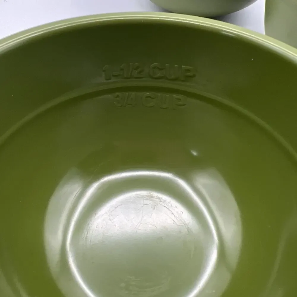 Vintage Melamine Nesting Measuring Cups Green Set Of 5 Palm Nice 1/4 Cup - 2 cup